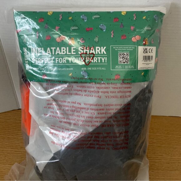 Bodysocks Adult Inflatable Shark Fancy Dress Costume One Size Halloween Party - Picture 3 of 6